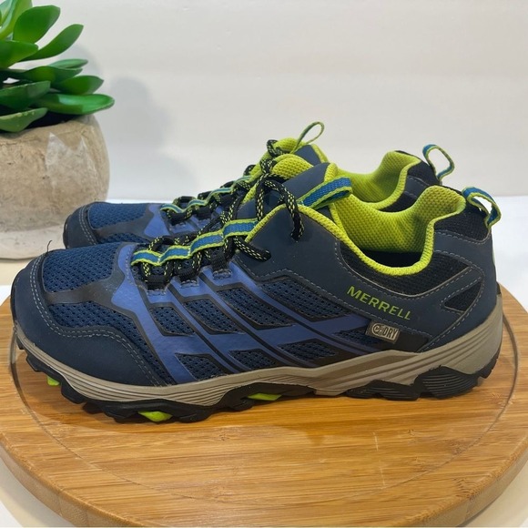 Merrell Moab FST Low Waterproof Hiking Shoes Blue Gray Trail Sneakers Gorpcore 7 - Picture 1 of 10